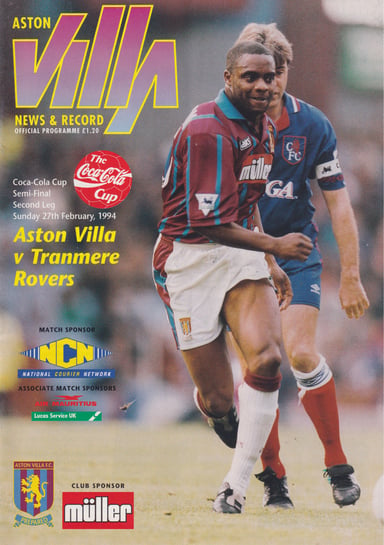 Aston Villa v Tranmere Rovers programme cover